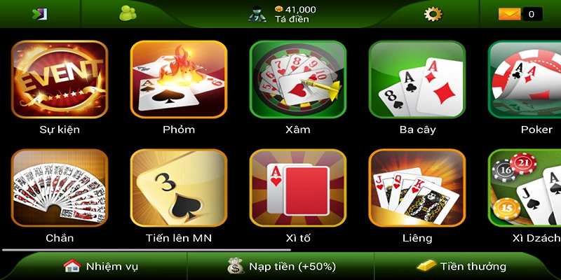 Kho game đa dạng tại sảnh đánh bài online
